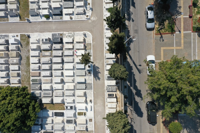 Drone image of Athens 3rd Jewish cemetery, an example of a well-preserved and maintained Jewish cemetery. Photo courtesy of ESJF.
